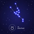 Taurus Zodiac Sign Stars on the Cosmic Sky. Vector Royalty Free Stock Photo