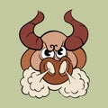 Taurus is a zodiac sign. Vintage toons: funny character, vector illustration trendy classic retro cartoon style Royalty Free Stock Photo