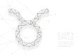 Taurus Zodiac sign wireframe Polygon silver frame structure, Fortune teller concept design illustration Royalty Free Stock Photo