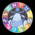 Taurus zodiac signs. Aquarius, libra, leo, cancer, pisces, virgo, capricorn, sagittarius, aries, gemini, scorpio. Astrological Royalty Free Stock Photo