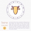 Taurus in zodiac wheel, horoscope chart Royalty Free Stock Photo