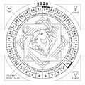 Taurus zodiacal coloring book with caledar of year 2020