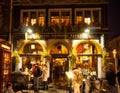 Tavern illuminated at night, Edinburgh, Scotland