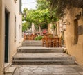 Taverna in ancient residential district of Plaka in Athens Greece Royalty Free Stock Photo