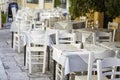 Taverna at plaka Athens, chairs and tables Royalty Free Stock Photo