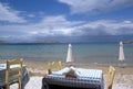 Taverna at the beach in the Greek island of Paros, village Naoussa Royalty Free Stock Photo