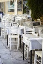 Taverna at plaka Athens, chairs and tables Royalty Free Stock Photo