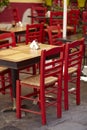 Taverna at plaka Athens, chairs and tables Royalty Free Stock Photo