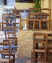 Taverna at plaka Athens, chairs and tables Royalty Free Stock Photo