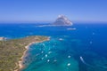 Tavolara island sardinia aerial view crystal turquoise water Royalty Free Stock Photo