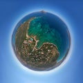 Tavolara island sardinia aerial view crystal turquoise water sphere view Royalty Free Stock Photo