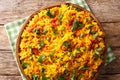 Tawa Pulao is a popular Mumbai street food of rice with vegetables and spices close-up. horizontal top view Royalty Free Stock Photo