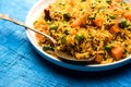 Tawa Pulao or Pulav is a popular street food from Mumbai, India Royalty Free Stock Photo