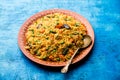 Tawa Pulao or Pulav is a popular street food from Mumbai, India Royalty Free Stock Photo