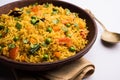 Tawa Pulao or Pulav is a popular street food from Mumbai, India Royalty Free Stock Photo