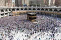 Tawaf. Crowd of pilgrims circumambulate around Kaaba. Saudi Arabia - Mecca Royalty Free Stock Photo