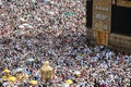 Tawaf. Holy Kaaba. Crowd of pilgrims circumambulate around Kaaba. Royalty Free Stock Photo