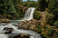 Tawhai Falls,  in New Zealand National Park with a pool for swimming, used as a movie location for Ã¢â¬ÅLord Royalty Free Stock Photo