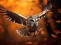 Ai Generated illustration Wildlife Concept of A tawny owl flying