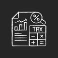 Tax accounting chalk white icon on black background