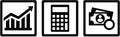 Tax advisor icons - chart, calculator, money