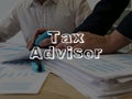 Tax Advisor is shown on the conceptual business photo