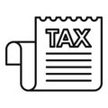 Tax billing paper icon, outline style Royalty Free Stock Photo
