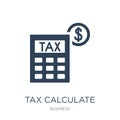 tax calculate icon in trendy design style. tax calculate icon isolated on white background. tax calculate vector icon simple and