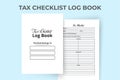 Tax checklist log book KDP interior. Business tax information tracker and income statement checker template. KDP interior journal Royalty Free Stock Photo