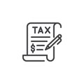 Tax contract signature outline icon