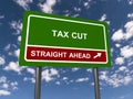 tax cut traffic sign on blue sky Royalty Free Stock Photo