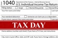 Tax Day message with 1040 tax form us individual income tax