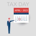Tax Day Reminder Concept - Calendar Design Template - USA Tax Deadline, Due Date for Federal Income Tax Returns:18th April