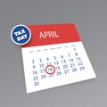 Tax Day Reminder Concept - 3D Monthly Calendar Design Template - USA Tax Deadline, Date for IRS Federal Income Tax Returns