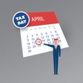 Tax Day Reminder Vector Concept - Calendar Design Template - USA Tax Deadline, Due Date for IRS Federal Income Tax Returns