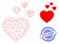 Tax Day! Textured Rubber Imprint and Web Network Favorite Hearts Vector Icon