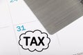 Tax Deadline mark on calendar.