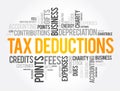 Tax Deductions word cloud collage, business concept