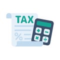 tax document icon Tax filing documents with a calculator for calculating taxes Royalty Free Stock Photo