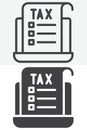 Tax document laptop line and solid vector icon set Royalty Free Stock Photo