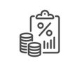 Tax document line icon. Tax rate report sign. Vector