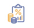 Tax document line icon. Tax rate report sign. Vector