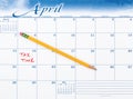 Tax due date marked in red on calendar with pencil Royalty Free Stock Photo