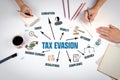 Tax Evasion Concept. The meeting at the white office table Royalty Free Stock Photo