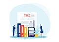 Tax financial analysis, Business People Calculating Document for Taxes Flat Vector Illustration