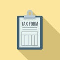 Tax form clipboard icon, flat style