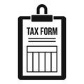 Tax form clipboard icon, simple style