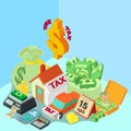 Tax form concept banner, isometric style Royalty Free Stock Photo