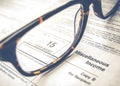 Tax Form Detail With Glasses Royalty Free Stock Photo