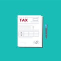 Tax form and pen. Top view. Modern flat design graphic elements. Vector illustration. Royalty Free Stock Photo